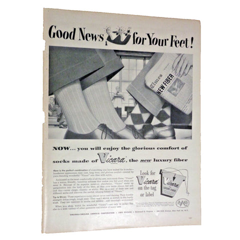 Vintage Print Ad -1952 for Vicara Socks and Association of American Railroads