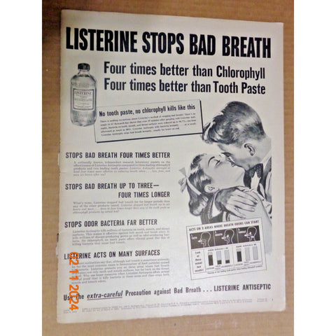 Vintage Print Ad -1952 for Listerine Antiseptic