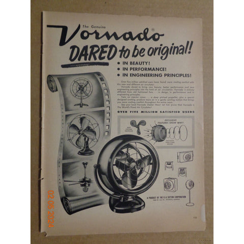 Vintage Print Ad -1951 for Vornado Fan