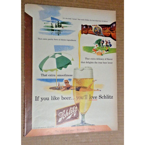 Vintage Print Ad -1952 for Schlitz Beer and Old Spice Aftershave