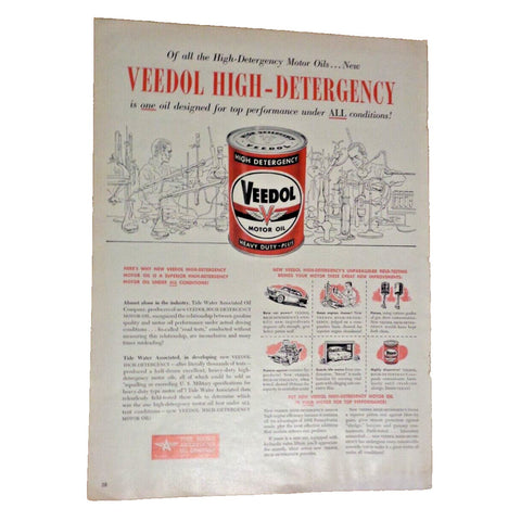 Vintage Print Ad -1952 for Veedol Motor Oil