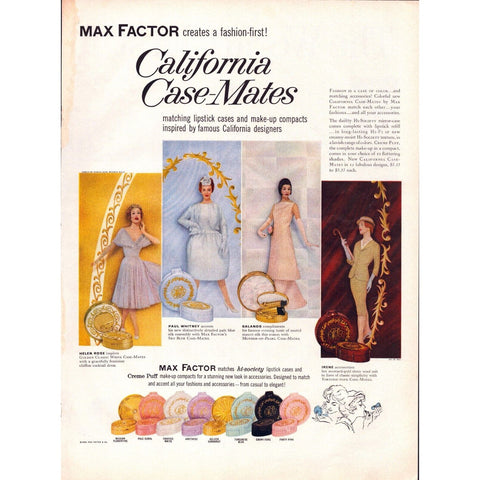 Vintage Print Ad -1960 Max Factor California Case-Mates