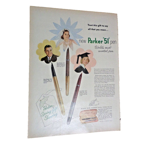 Vintage Print Ad -1952 for Parker "51" Pens