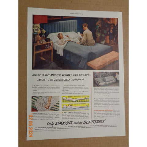 Vintage Print Ad -1948 for Simmons Beautyrest
