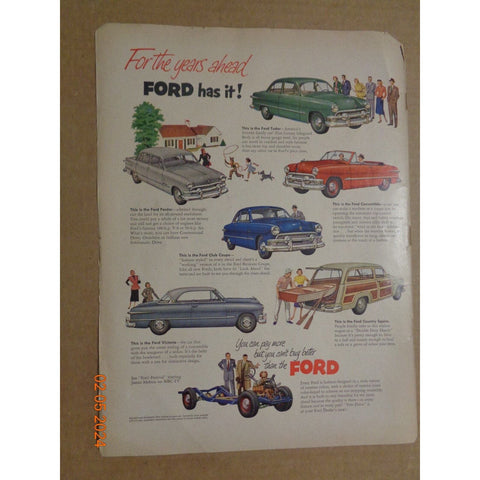 Vintage Print Ad -1951 for Ford Cars and World Book Encyclopedia