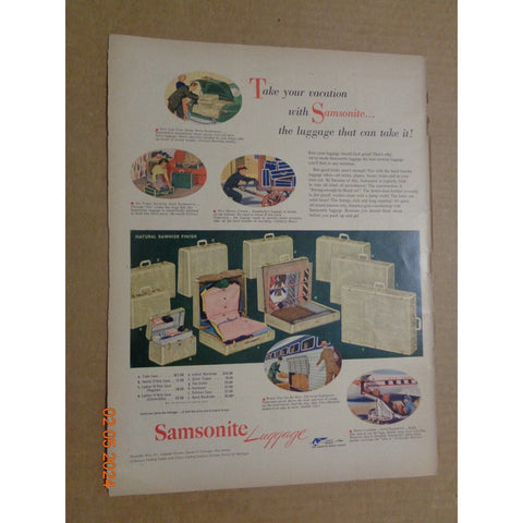 Vintage Print Ad -1951 for Samsonite Luggage and REO Motors