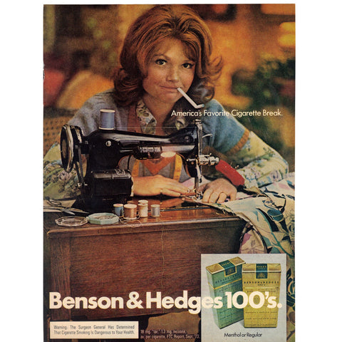 Vintage 1974 Benson & Hedges 100's Cigarettes Print Ad