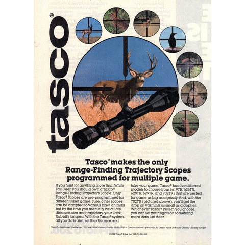 Vintage 1982 Print Ad for Tasco Rifle Scopes