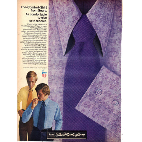 Vintage 1971 Print Ad for Sears Comfort Shirts