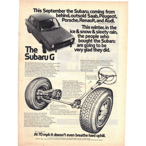Vintage 1971 Subaru G Print Ad