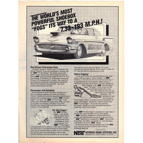 Vintage 1987 Print Ad for NOS - Nitrous Oxide Systems