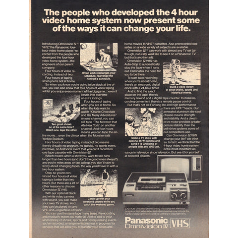 Vintage 1977 Print Ad for Panasonic Omnivision IV VHS