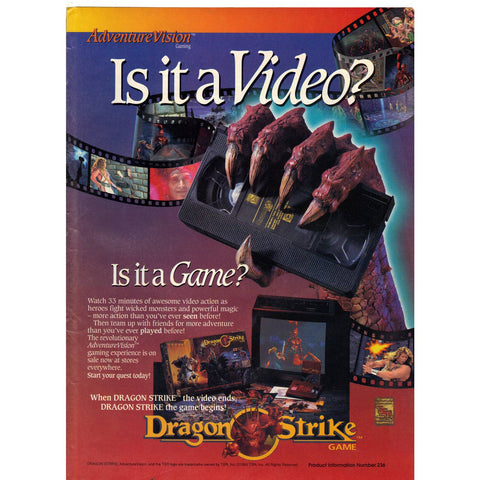 Vintage 1993 Print Ad for Dragon Strike Game