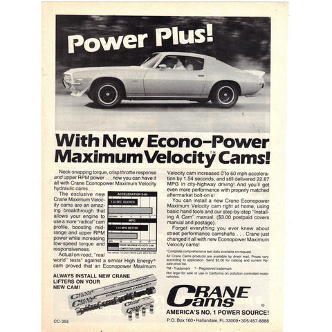 Vintage 1984 Print Ad for Crane Cams
