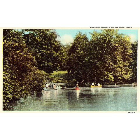 Linen Postcard -Boating on Geneva-On-The Lake ,Ohio