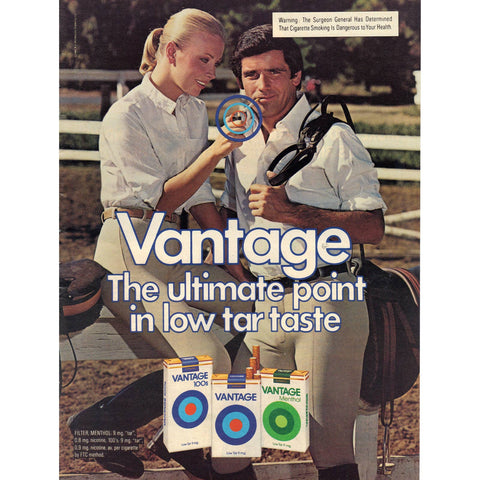Vintage 1981 Print Ad for Vantage Cigarettes and Conceptrol Condoms