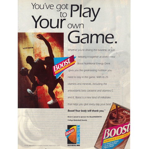 Vintage 1996 Print Ad for Boost Nutritional Drink