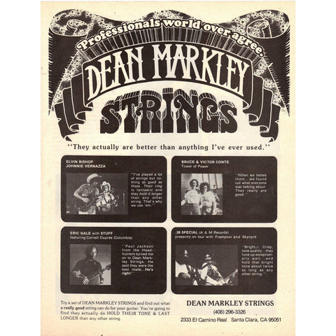Vintage 1977 Print Ad for Dean Markley Guitar Strings