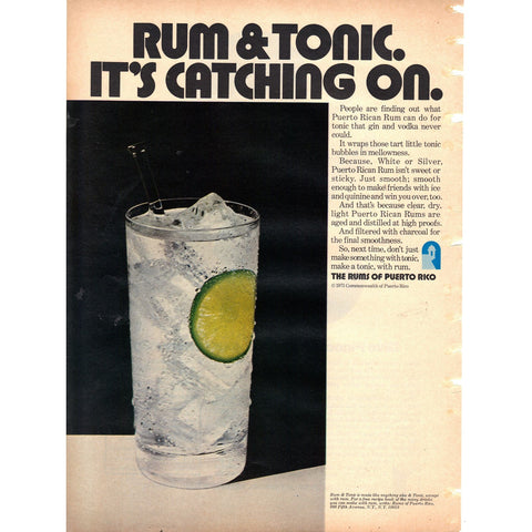 Vintage 1971 Print Ad for Puerto Rican Rum
