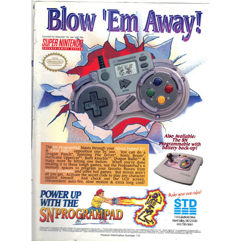 Vintage 1994 Print Ad for SN ProgramPad - Super Nintendo