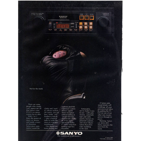 Vintage 1984 Print Ad for Sanyo FT-E25 Car Stereos