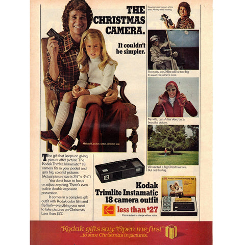 Vintage 1977 Print Ad for Kodak Trimlite Instamatic Camera and Tareyton Cigarettes