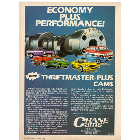 Vintage 1980 Print Ad for Crane Cams