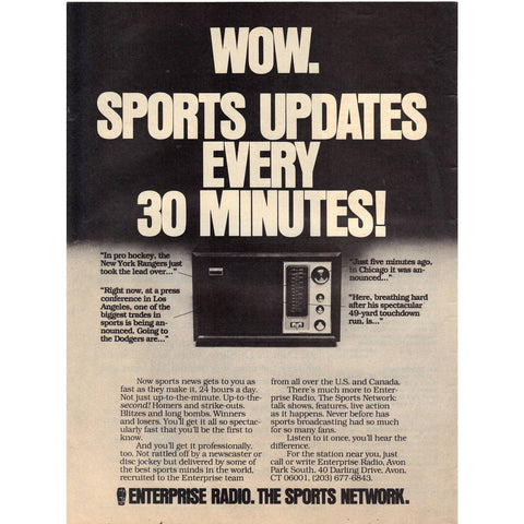 Vintage 1981 Print Ad for Enterprise Radio - The Sports Network