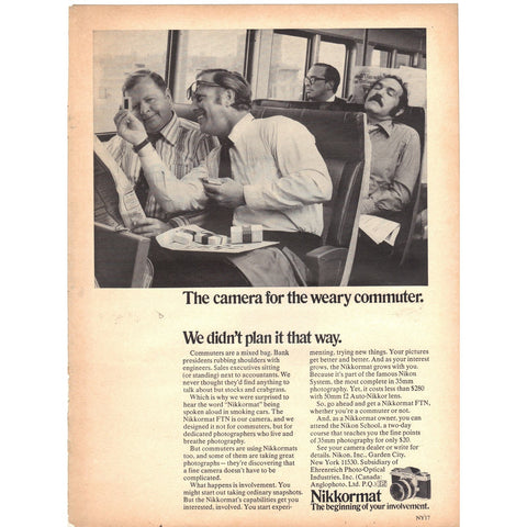 Vintage 1971 Print Ad for Nikkormat FTN Cameras Airplane