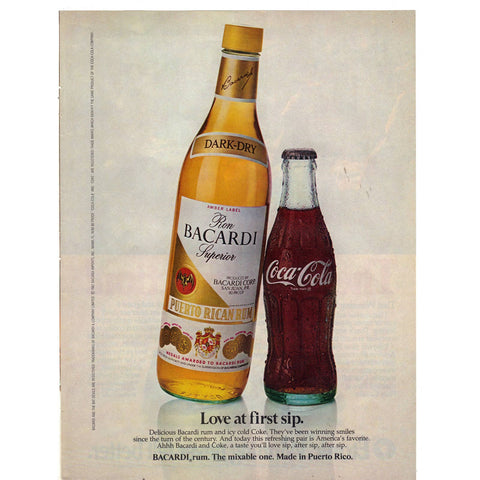 Vintage 1982 Bacardi and Coke and Etonic Shoes Print Ad