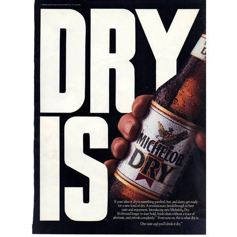1989 Retro Michelob Dry Print Ad