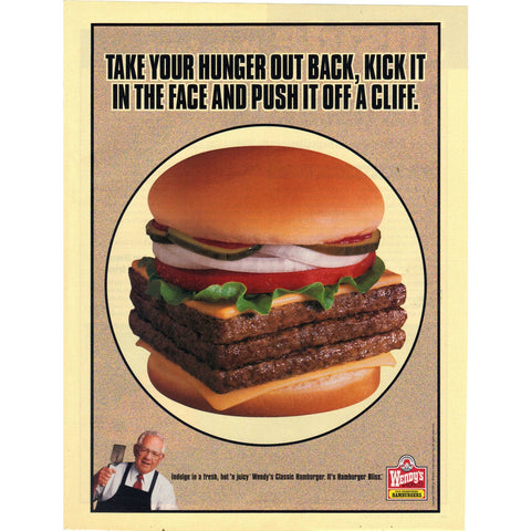 Vintage 1999 Magazine/Print Ad for Wendy's Hamburgers