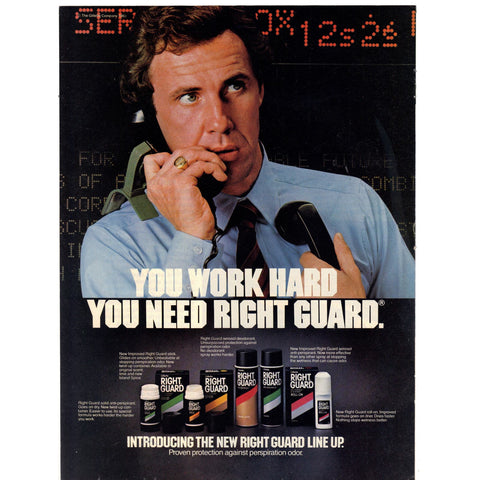 Vintage 1984 Print Ad for Right Guard Deodorant