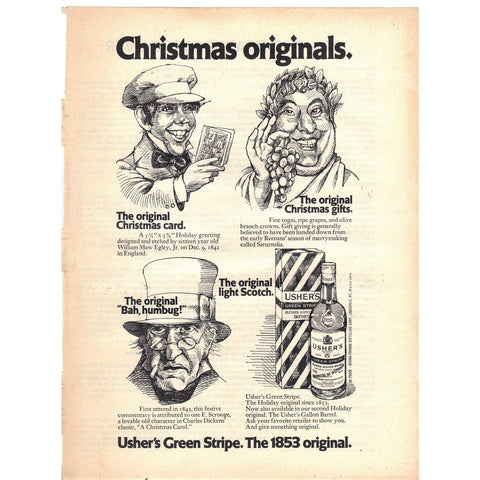 Vintage 1971 Print Ad for Usher's Green Stripe Scotch
