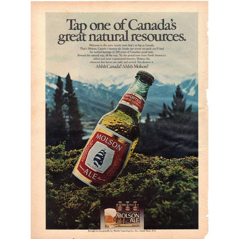 Vintage 1977 Molson Ale Print Ad