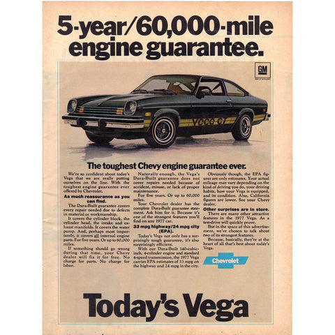 Vintage 1977 Chevy Vega Print Ad
