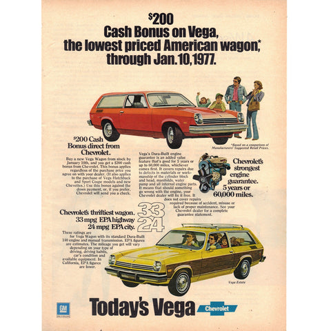 Vintage 1977 Chevy Vega Wagon Print Ad