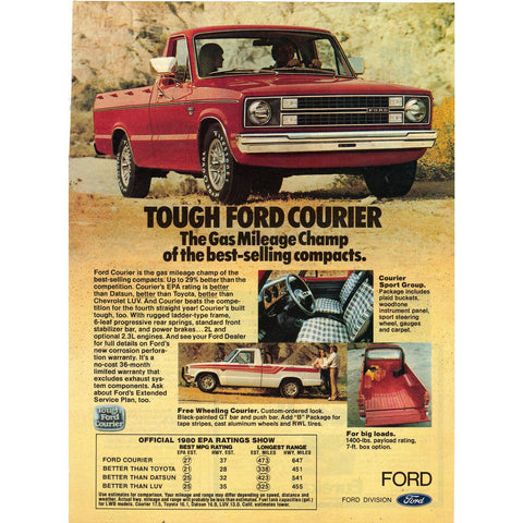 Vintage 1980 Ford Courier Truck Print Ad