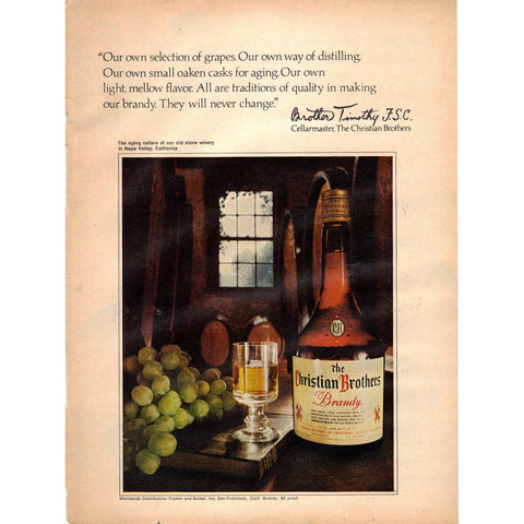 Vintage 1971 Print Ad for Christian Brothers Brandy and Old Gold Cigarettes