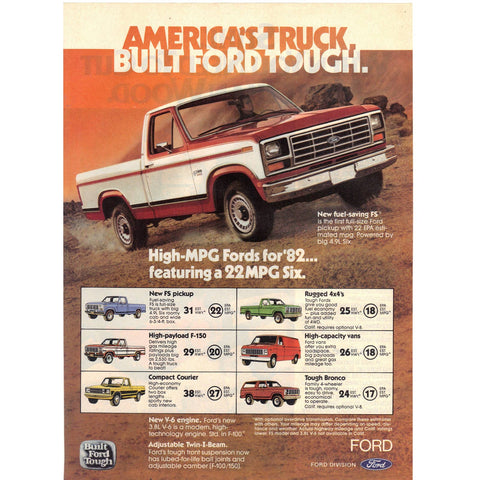 Vintage 1981 Print Ad for 1982 Ford Trucks and Stihl Chainsaws