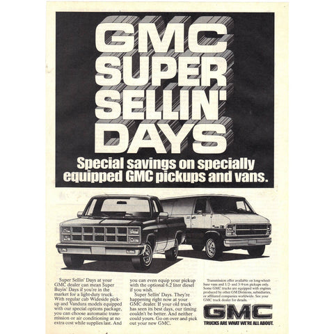 Vintage 1982 Print Ad for GMC Trucks