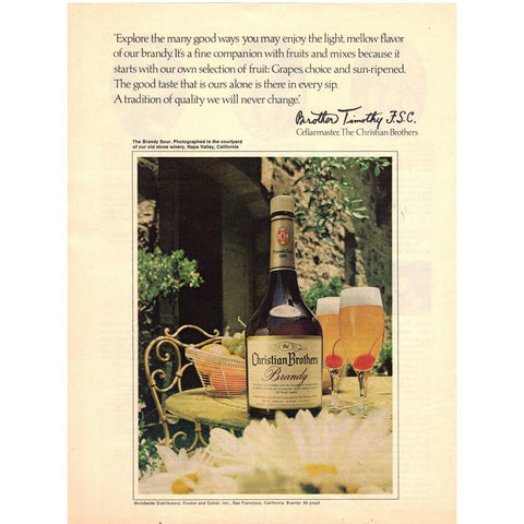 Vintage 1973 Print Ad for Christian Brothers Brandy
