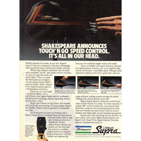 Vintage 1982 Print Ad for Shakespeare Sigma Fishing Reel -  Canada