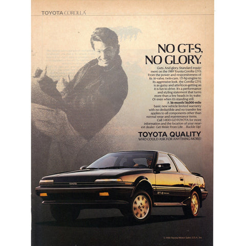 Vintage 1989 Print Ad for Toyota Corolla GT-S