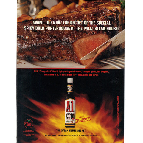 Vintage 1999 Print Ad for A.1. Bold & Spicy Steak Sauce