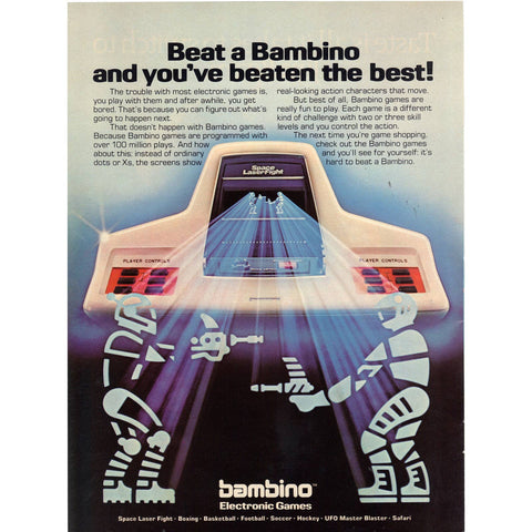 Vintage 1980 Bambino Electronic Games and Jim Beam Print Ad