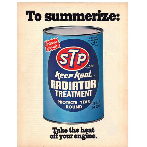 Vintage 1971 Print Ad for STP Keep Kool Radiator Treatment
