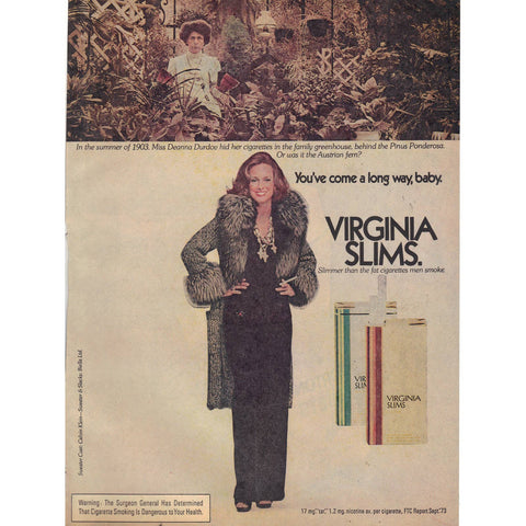 Vintage 1974 Print Ad for Virginia Slims and Morton Salt Pellets