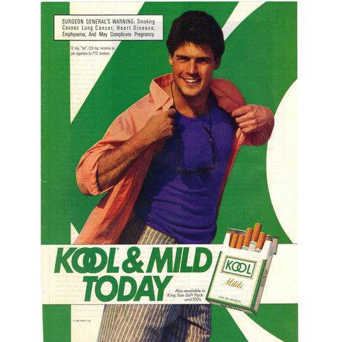 Vintage 1987 Kool Milds Cigarettes Print Ad
