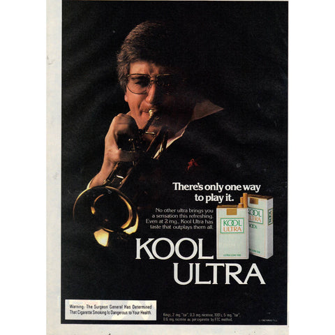Vintage 1982 Kool Ultra Cigarettes Print Ad Trumpet
